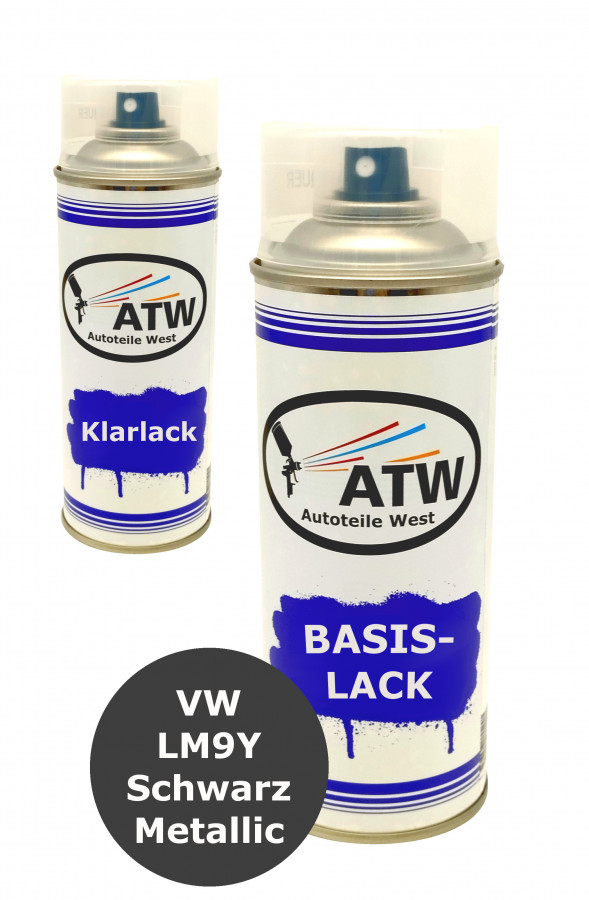 Autolack für VW LM9Y Schwarz Metallic+400ml Klarlack Set